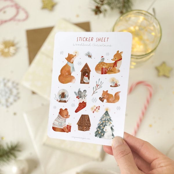 Sticker Sheet Christmas | Woodland Stickers | Holiday Stickers