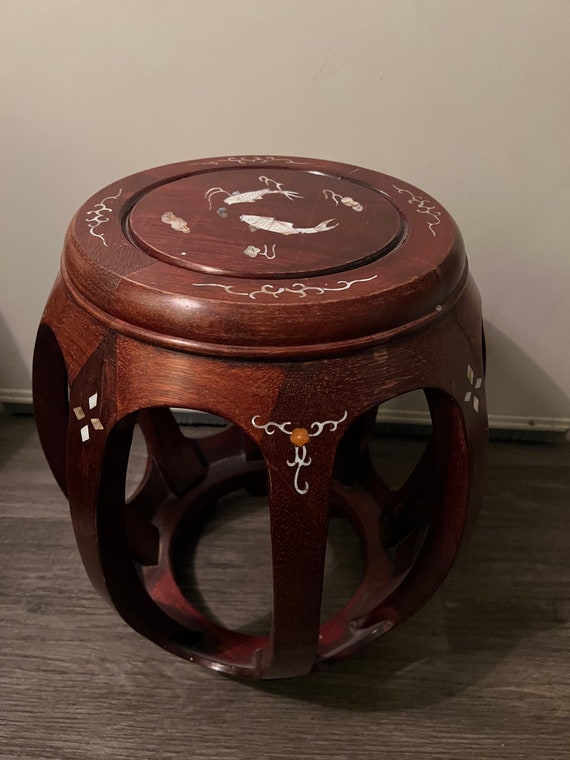 Chinese Drum Stool With Enamel Inlay Seat Oriental Garden Etsy