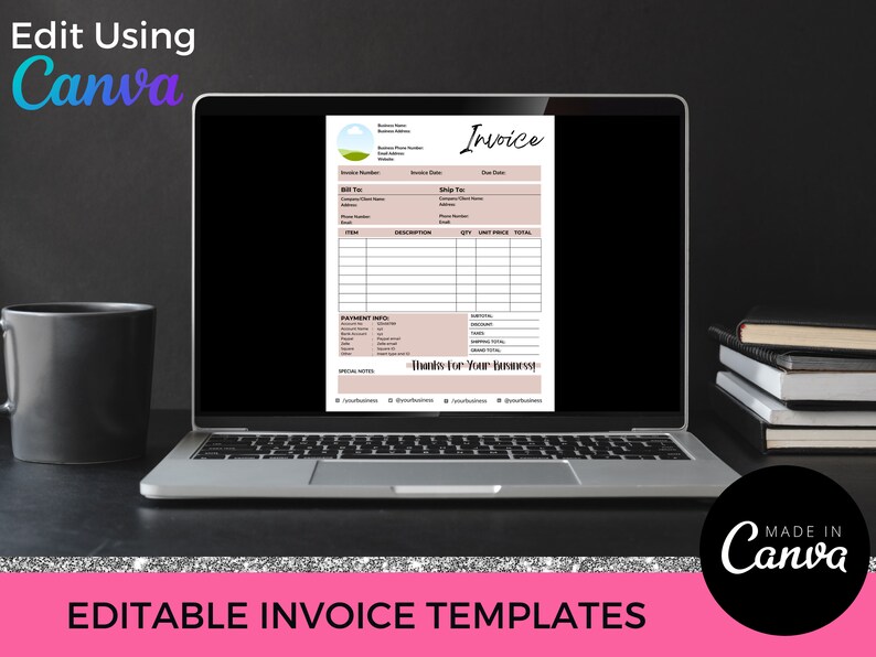 Invoice Template Bundle for Small Business Owner, Editable Receipt ...