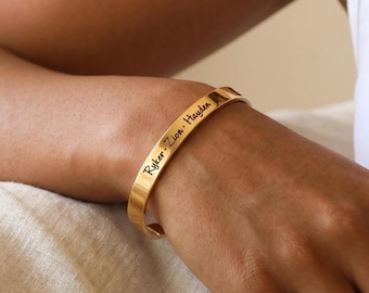 Custom Cuff Bracelet, Handwriting Cuff Bracelet, Engraved Cuff, Signature Bracelet, Memorial Jewelry, Best Friend Gift, Inspirational Gift