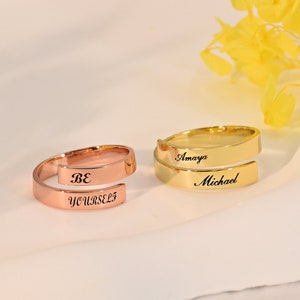 Double Name Ring, Personalize Two Names Ring, Dainty Ring, Kids Name Ring, Gift For Mom, Bridesmaid Gifts, Gift For Her, Best Friend Gift image 1