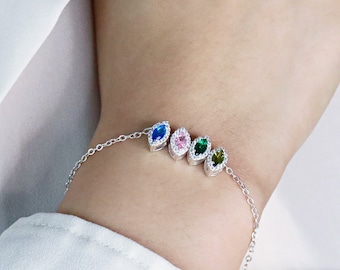 Geburtsstein Armband, Personalisiertes Familien armband, Geburtsstein Schmuck, Geschenk für Mama, Valentinstag Geschenk für Sie, Familiengeschenke
