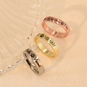 Haustier Namensring, Pfotenabdruck Ring, Personalisierter Haustier Ring, Haustier Pfoten Ring, Pet Loss Pet Memorial Ring, Haustier Liebhaber Geschenk