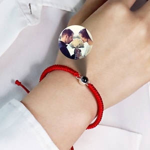 Braided Rope Projection Bracelet, Personalized Photo Projection Bracelet, Handmade Braided Rope Bracelets, Couple Bracelets, Memorial Gift