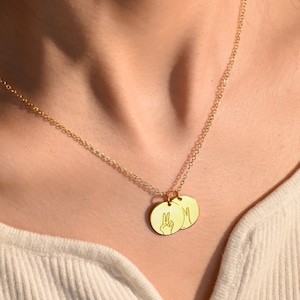 Hand Gestures Necklace, I Love You ASL Sign Necklaces, Pinky Promise Necklace, Personalized Gift for Besties and Friend, ASL Disc Necklace