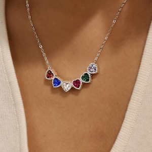 Personalisierter Herz Birthstone Charms, Familie Birthstone Halskette, personalisiertes Geschenk, Mutterschmuck, Brautschmuck
