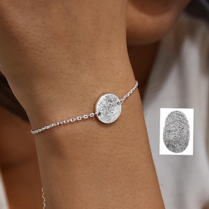 Echte vingerafdrukarmband, gegraveerde handschriftarmband, handtekeningarmband, herdenkingscadeau, gepersonaliseerd cadeau, vingerafdruksieraden