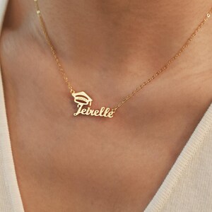 Personalized Graduation Necklace, Name Pendant Grad Cap Jewelry, Unique Graduation Gift, Class of 2025, Customized High School Grads Gift