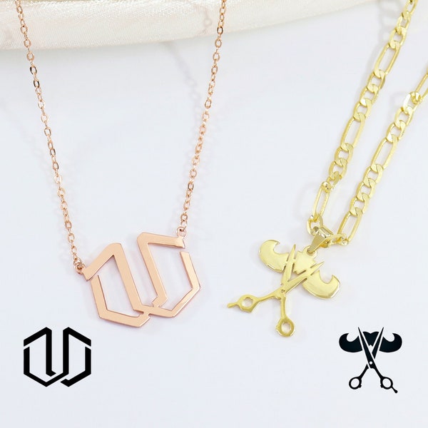 Collier de logo personnalisé, breloque de collier de logo, coupe personnalisée n'importe quel collier de logo, cadeaux de logo d'entreprise, collier de logo de mariage, collier de dessin