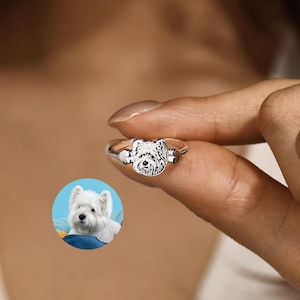 Pet Photo Ring, Dog Mom Ring Gift, Custom Pet Portrait Ring, Engraved Dog or Cat Ring, Pet Lover Gift, Meaningful Dog or Cat Owner Gift