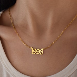 Year Necklace, Birth Year Necklace, Custom Name Necklace, Date Necklace, Number Necklace, Gothic Necklace, Graduation Gift, Birthday Gift