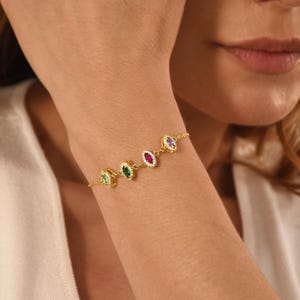 Marquise Birthstone Bracelets, Birthstone Bracelet for Mom, Family Birthstone Bracelet, Multiple Birthstone Bracelet, Best Gifts For Mothers