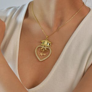 Name Pendant Grad Cap Jewelry, Personalized Graduation Necklace, Unique Graduation Gift, Class of 2025, Customized High School Grads Gift