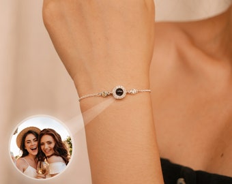 Custom Photo Projection Bracelet with Birthstone, Photo Memorial Bracelet, Bubble Bracelet, Picture Inside Bracelet, Best Friend Gift