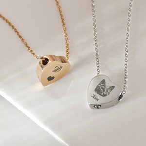 Pet Urn Necklace, Heart Urn Pendant Necklace, Cremation Jewelry, Pet Ashes Necklace, Dog Memorial Gift, Pet Loss Gift, Gift for Her
