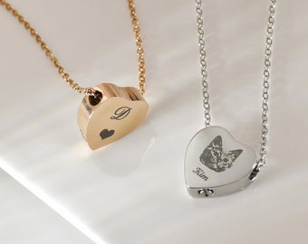 Pet Urn Necklace, Heart Urn Pendant Necklace, Cremation Jewelry, Pet Ashes Necklace, Dog Memorial Gift, Pet Loss Gift, Gift for Her