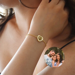 Custom Photo Projection Heart Bracelet, Bubble Bracelet, Gift for Her, Photo Memorial Bracelet, Picture Inside Bracelet, Trendy Gift