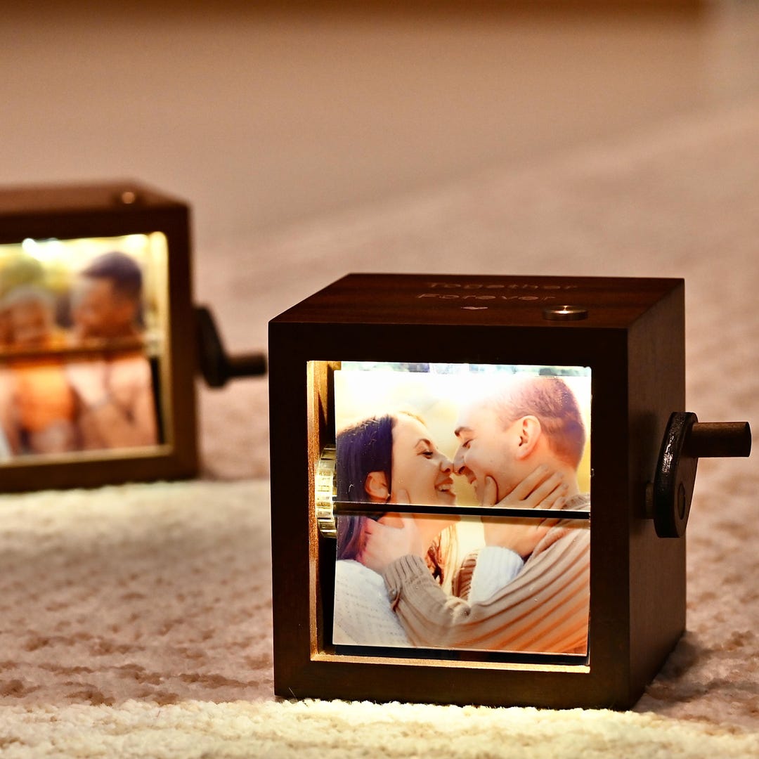 Custom Wooden Photo Book With Light, Personalized Photo Flipbook ...