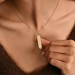 18k Gold ägyptische Kartusche Halskette, kundenspezifische ägyptische Hieroglyphische Namenshalskette, Ägypten Benutzerdefinierter Namensschmuck, personalisierte Geschenke für Sie Bild 8