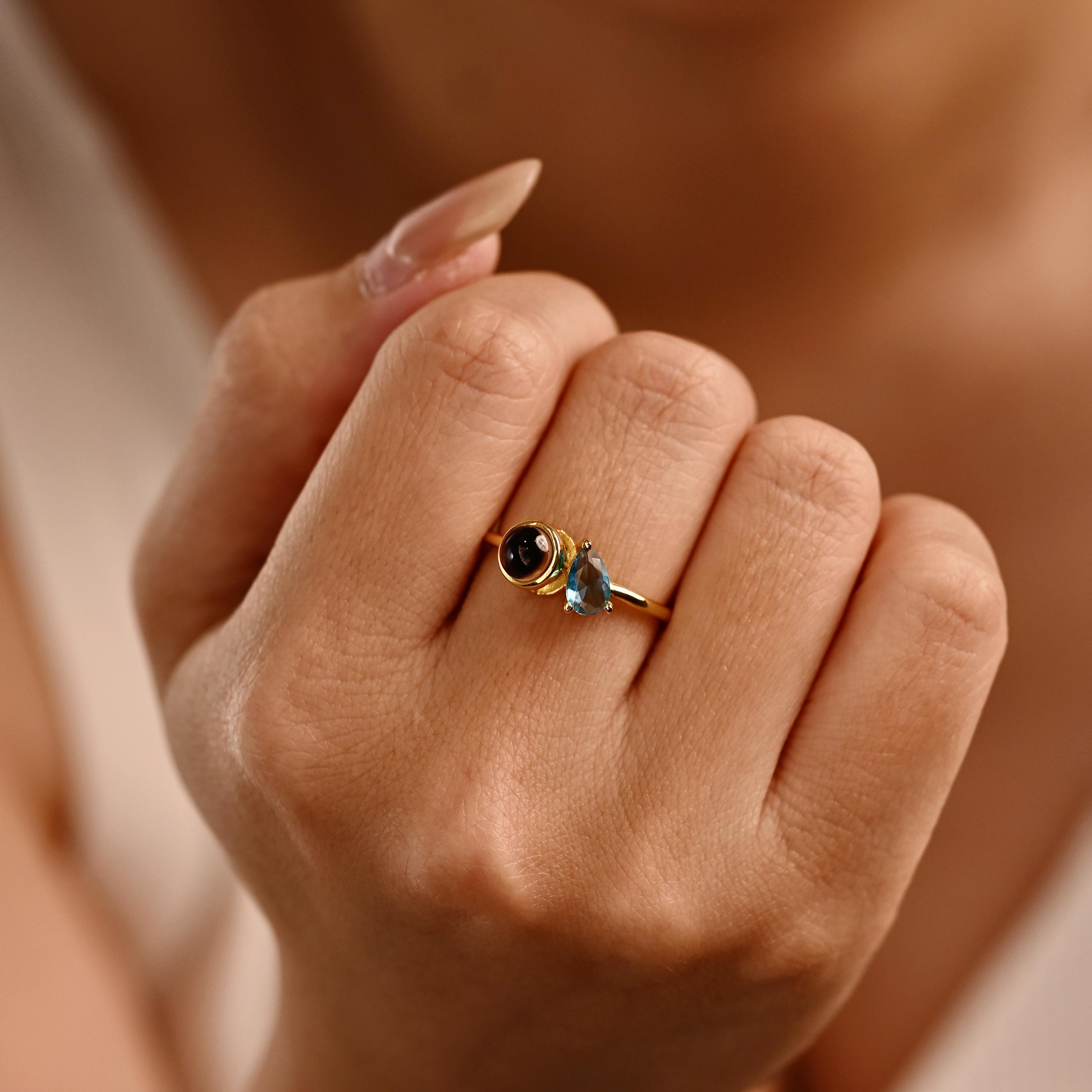 Custom Photo Projection Ring With Birthstone, Picture Inside Ring ...