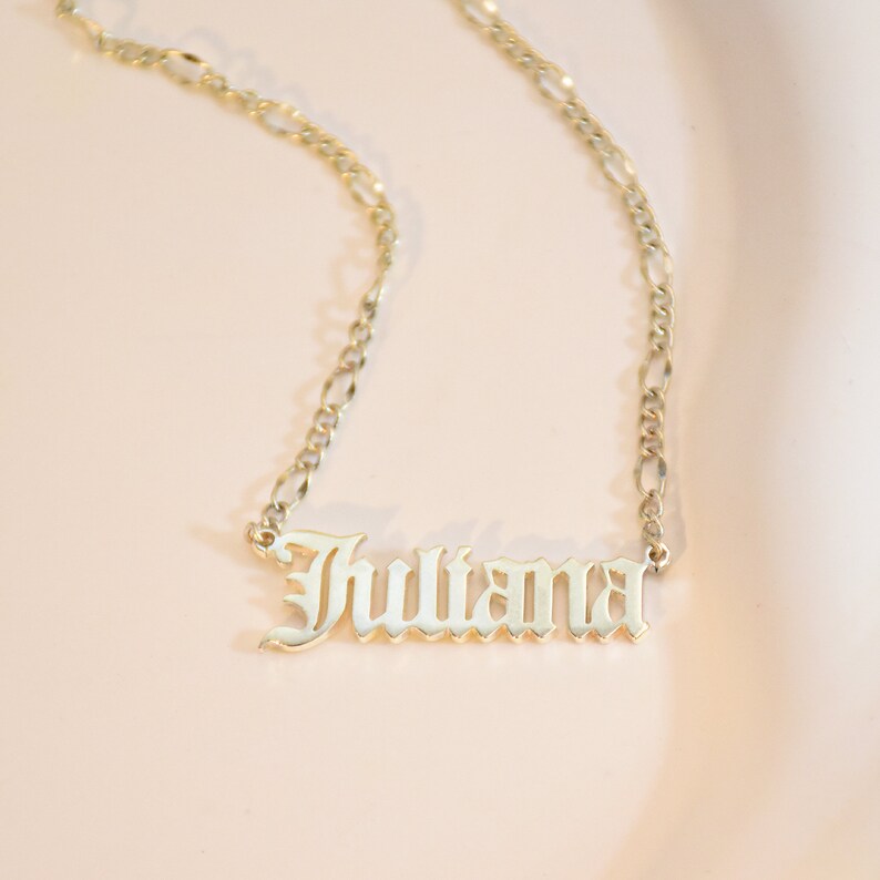 Personalized Gothic Name Necklace, Gold Name Necklace, Old English Name Necklace, Nameplate Necklace, Valentines Day Gift, Gift for Her image 5