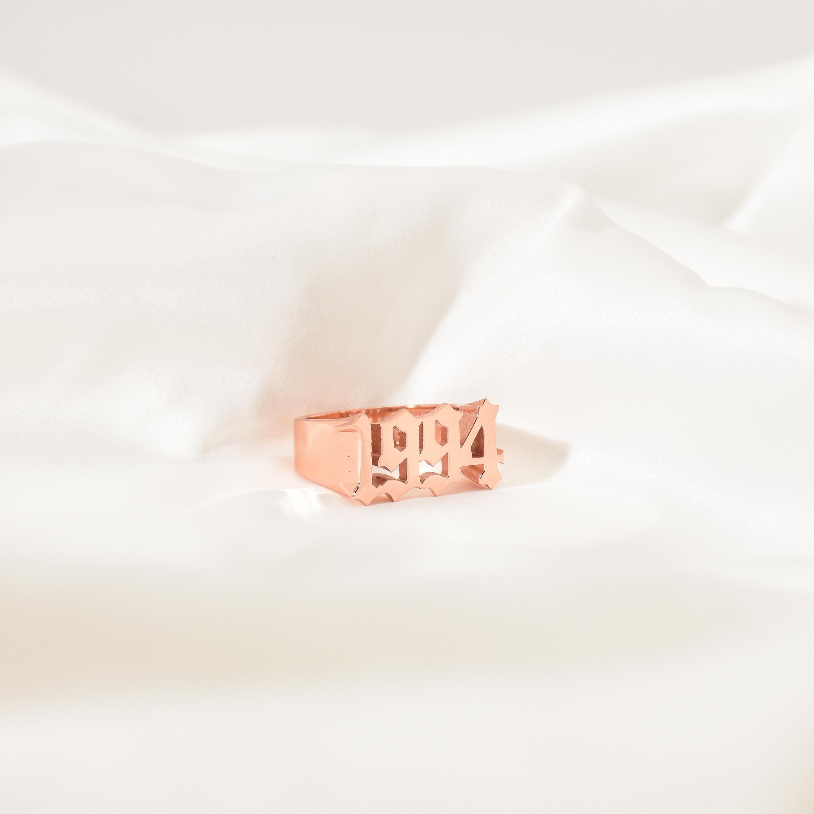 Year Ring Gothic Date Ring, Year Date Number Engraved Ring, Custom Date Ring ...