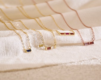 Baguette Birthstone Halskette, Familie Birthstone Halskette, Mütter Birthstone Halskette, Muttertagsgeschenk, Geschenk für sie, personalisiertes Geschenk