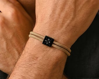 Personalized Initial Engraving Bracelet, Custom Engraved Men's Jewelry,Initial Couple Bracelet,Anniversary Gift,Men Bracelet for Dad Husband
