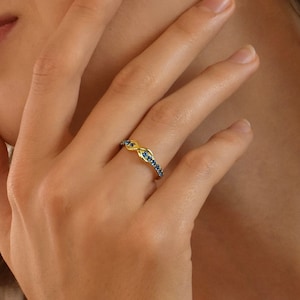 Infinity Ring, Birthstone Ring, Custom Multi Gemstone Ring, Stackable Rings, Mini Eternity Ring, Gifts for Her, Personalized Jewelry