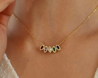 Familie geboortesteenketting, moederketting, geboortesteenketting, gepersonaliseerde cadeaus voor moeder, verjaardagscadeau voor haar, moederketting