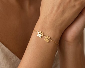 Delikatna bransoletka z imieniem z odciskiem łapy, bransoletka z imieniem zwierzaka, bransoletka z imieniem psa/kota, zawieszka z imieniem łapy kota, upominek na pamiątkę zwierzaka, prezent dla miłośnika zwierząt, prezent dla mamy
