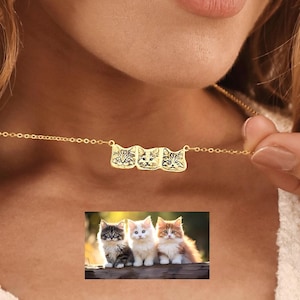Custom Pet Portrait Necklace, Dog Photo Necklace, Engraved Cat Picture Necklace, Pet Memorial Necklace, Gift For Pet Lover, Gift for Her