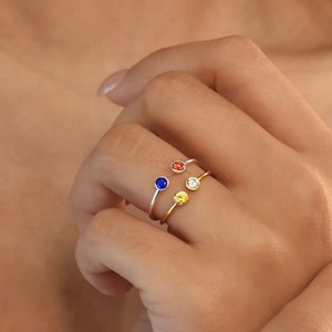 Dual Birthstone Ring for Women, Birthstone Rings, Personalized Unique Gifts for Mom, Stacking Ring, Mothers Ring, Gift for Her,Gemstone Ring
