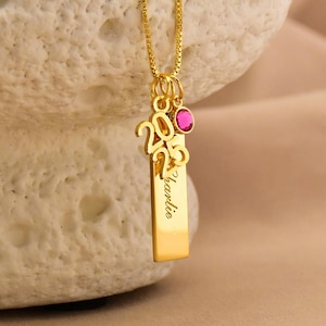 Collar con nombre de graduación personalizado, regalos de graduación para ella, regalo para graduados de secundaria, collar con nombre para ella, joyería de graduación para niña, promoción de 2025