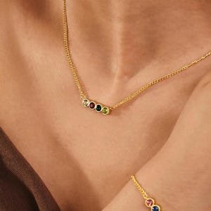 Multiple Birthstone Necklace, Custom Birthstone Necklace with Curb Chain, Bridal Gift for Grandma, Birthday Gift for Her, Gift for Women