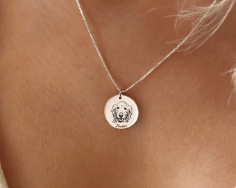 Collana con nome ritratto personalizzato per animali domestici, Collana con foto di cani, Collana con foto di gatti incisa, Collana commemorativa per animali domestici, Regalo per amante degli animali domestici, Regalo per lei