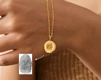 Fingerprint Necklace, Personalized Fingerprint Pendant, Pet Paw Print Necklace, Sympathy Gift, Christmas Gift, Memorial Gifts, Gifts for Mom