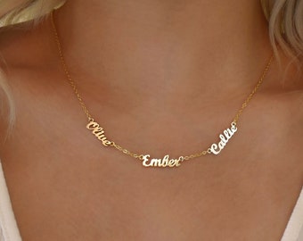 Family Name Necklace in Gold, Multiple Name Necklace, Custom Name Necklace, Family Necklace, Birthday Gift for Her, Mother's Day Gift
