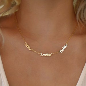 Family Name Necklace in Gold, Multiple Name Necklace, Custom Name Necklace, Family Necklace, Birthday Gift for Her, Mother's Day Gift