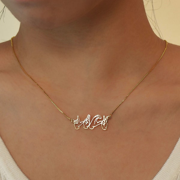 Personalized Name Necklace in Sign Language, ASL Necklace Name Necklace, Personalized ASL Necklace, Mother's Day Gift, Gift for Her