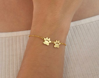 Pulsera con nombre de mascota, pulsera personalizada con huella de pata, pulsera para perro/gato, dije de huella de pata con nombre de gato, joyería respetuosa con los animales, regalo para amantes de las mascotas, regalo para mamá