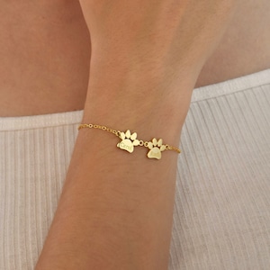 Bracelet avec nom d&#39;animal de compagnie, bracelet personnalisé avec nom avec empreintes de pattes, bracelet chien/chat, nom de chat breloque patte, bijoux pour animaux de compagnie, cadeau pour amoureux des animaux de compagnie, cadeau pour maman