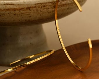 Personalized Engraved Affirmation Cuff Bracelet, Dainty Name Bar Bracelet, Custom Quote Bangle Bracelet, Secret Message Bangle, Gift for Her