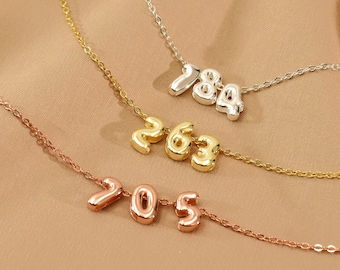 Personalized Number Necklace, Gold Angel Number Necklace, Lucy Number Necklace, Personalized Birth Year Necklace, Age Jewellery,Gift for Her