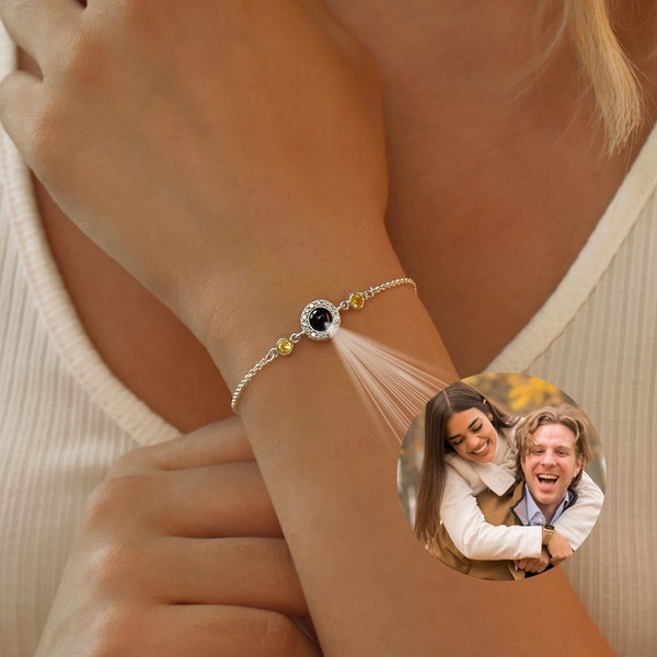 Custom Photo Bracelet, Personalized Photo Projection Bracelet, Picture Inside Bracelet, Couple Bracelet,Photo Memorial Bracelet,Gift for Her