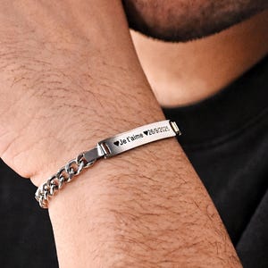 Pulsera personalizada para hombre, pulsera grabada para hombre, pulsera de cadena de acero inoxidable, regalo del Día del Padre, regalo para papá, padre, novio