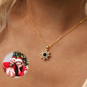 Custom Photo Projection Necklace, Personalized Necklace, Picture Projection Charm Necklace, Snowflake Necklace,Christmas Gifts, Gift for Her