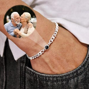 Custom Photo Projection Bracelet, Photo Memorial Bracelet Gift for Men,Birthday Anniversary Gift for Him Husband Boyfriend,Father&#39;s Day Gift