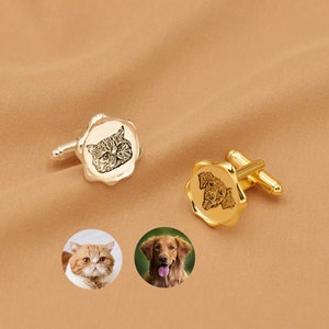 Pet Portrait Cuff Links, Custom Pet Portrait Cufflinks, Memorial Loss Gift, Groom Wedding Cufflinks, Anniversary Gift, Fathers Day Gift