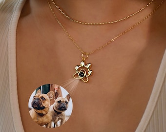 Projection Photo Necklace, Custom Photo Projection Necklace, Paw Photo Necklace, Dog memorial necklace, Dog Photo Gift, Gift for Pet